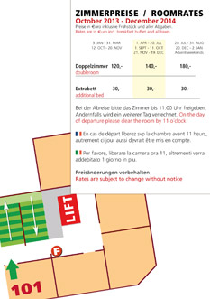 informationsschilder für check out